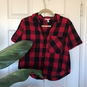 Forever 21 crop flannel tee